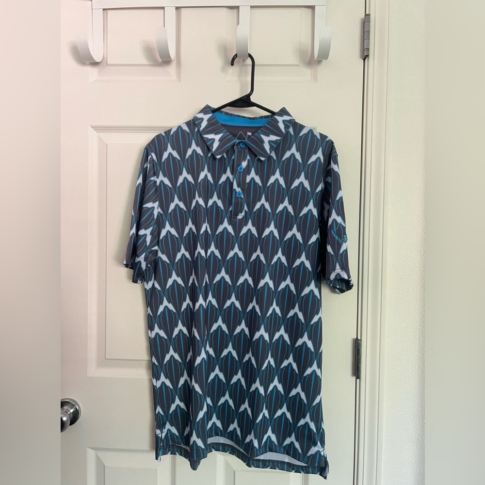 OGA Oahu Golf Apparel “Shark" Steel Turq - OGA Men's Polo - Steel Gray